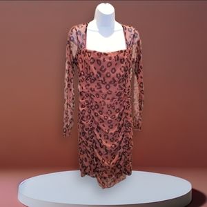 Pretty Little Thing Leopard Print Bodycon Dress, size 12, NWT